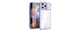 For iPhone 16 Pro Max 6.9 inch METKASE Ultimate CaseX Transparent Hybrid Case with Metal Buttons And Camera Edges in Slide-Out Package - Light Purple