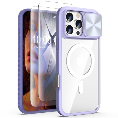 For iPhone 16 Pro Max 6.9 inch METKASE Ultimate CaseX Transparent Hybrid Case with Metal Buttons And Camera Edges in Slide-Out Package - Light Purple