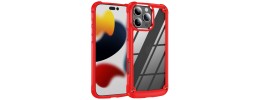 For iPhone 16 Pro Max 6.9 inch METKASE Ultimate CaseX Transparent Hybrid Case with Metal Buttons And Camera Edges in Slide-Out Package - Red