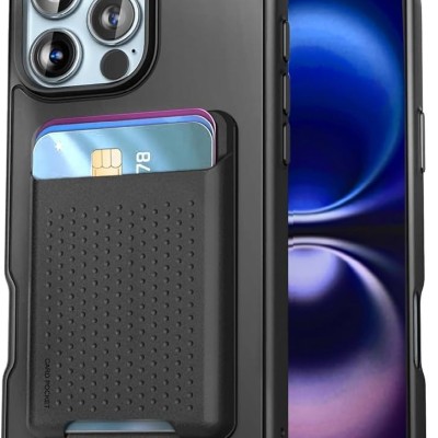 For iPhone 16 Pro Max 6.9 inch METKASE Wallet PU Vegan Leather ID Card Money Holder with Magnetic Closure in Slide-Out Package - Black