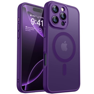 For iPhone 16 Pro Max 6.9 inch [Magnetic Circle] Smooth Safe Matte Feel Hybrid Case - Light Purple