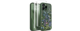 For iPhone 16 Pro Max 6.9 inch Magnetic Double Layer IMD Design Case - Green Floral