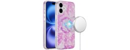 For iPhone 16 Pro Max 6.9 inch Magnetic Double Layer IMD Design Case - Pink Holographic
