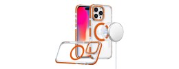 For iPhone 16 Pro Max 6.9 inch Magnetic Glitter Epoxy Transparent Hybrid - Orange