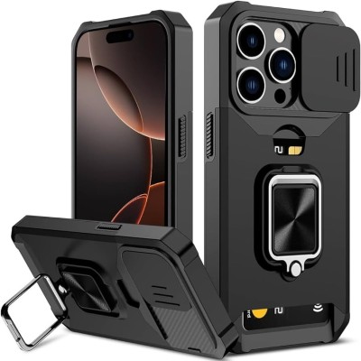 For iPhone 16 Pro Max 6.9 inch Magnetic Ring Stand Classic Design FULL Camera Protection Hybrid Case - Black
