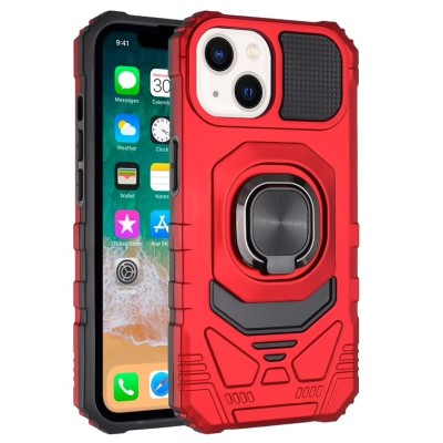 For iPhone 16 Pro Max 6.9 inch Magnetic Ring Stand Classic Design FULL Camera Protection Hybrid Case - Red