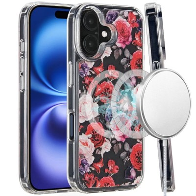For iPhone 16 Pro Max 6.9 inch Magnetic Space UV Design Case - Galaxy Floral