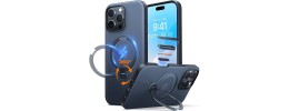 For iPhone 16 Pro Max 6.9 inch Metal CD Pattern Matte Finished Hybrid with Rotational Ring [Car Mount Friendly] Case - Blue