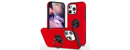 For iPhone 16 Pro Max 6.9 inch Metal CD Pattern Matte Finished Hybrid with Rotational Ring [Car Mount Friendly] Case - Red