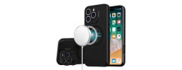 For iPhone 16 Pro Max 6.9 inch Multi-Functional Card Magnetic Ring Stand Hybrid Camera Case Cover - Black