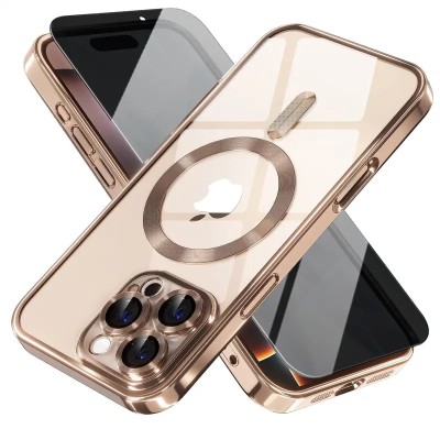 For iPhone 16 Pro Max 6.9 inch Multi-Functional Card Magnetic Ring Stand Hybrid Camera Case Cover - Rose Gold