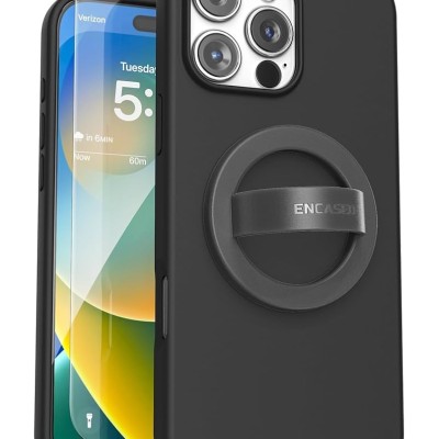 For iPhone 16 Pro Max 6.9 inch OPTIMUM Magnetic Ring Stand Hybrid Case Cover - Black