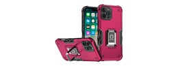 For iPhone 16 Pro Max 6.9 inch OPTIMUM Magnetic Ring Stand Hybrid Case Cover - Hot Pink