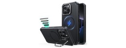 For iPhone 16 Pro Max 6.9 inch Push Mount Friendly Camera Protective [Ring Stand] Hybrid Case - Black