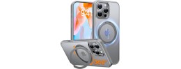 For iPhone 16 Pro Max 6.9 inch Shield Magnetic Ring Transparent HQ 360 Degree Rotational Shockproof Case Cover - Smoke