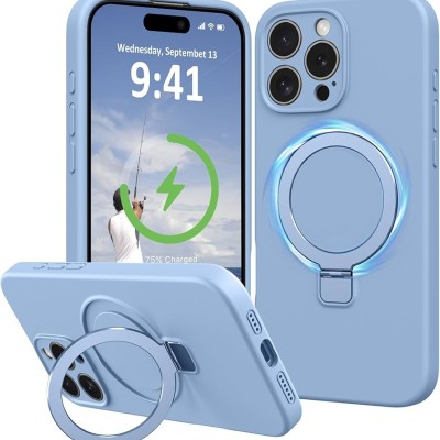 For iPhone 16 Pro Max 6.9 inch Skin Touch Feel HQ [Magnetic Circle] Kickstand Hybrid - Blue