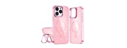 For iPhone 16 Pro Max 6.9 inch Splendid Glitter with Diamonds All Around Edges Ring Stand Case Cover - Pink