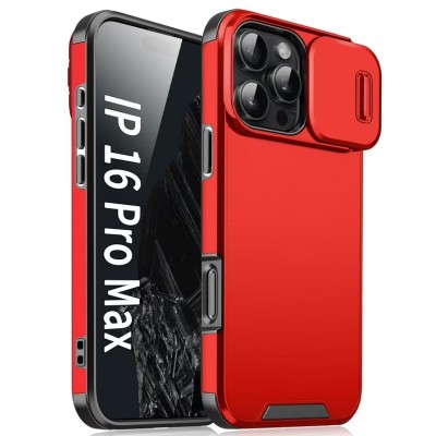 For iPhone 16 Pro Max 6.9 inch Ultimate Quality PU Leather Hybrid Case Cover - Red