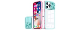 For iPhone 16 Pro Max 6.9 inch Ultimate U Design Hybrid with Camera Window Covering - Teal+Pink