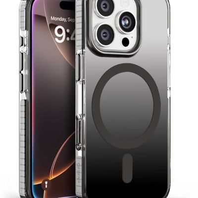For iPhone 16 Pro Max 6.9 inch Utter Tough Metal Ring Movable Camera Window Hybrid Case Cover - Black