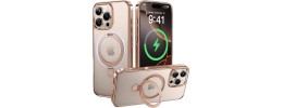 For iPhone 16 Pro Max 6.9 inch Utter Tough Metal Ring Movable Camera Window Hybrid Case Cover - Rose Gold