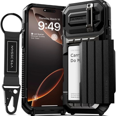 For iPhone 16 Pro Max 6.9 inch Wallet ID Card Holder Case Cover - Black