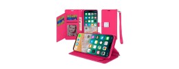 For iPhone 16 Pro Max 6.9 inch Wallet ID Card Holder Case Cover - Hot Pink