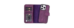 For iPhone 16 Pro Max 6.9 inch Wallet Premium PU Vegan Leather ID Card Money Holder with Magnetic Closure - Purple