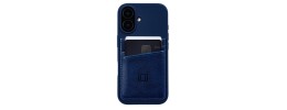 For iPhone 16 6.1 inch Card Holder with Mirror Inside PU Leather Hybrid Case - Dark Blue