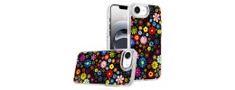 For iPhone 16E (E edition) / SE4 (2025) Beautiful Diamond Metallic  Design Metal Chrome Edged Hybrid - Black
