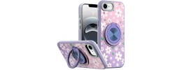 For iPhone 16E (E edition) / SE4 (2025) Beautiful Diamond Metallic  Design Metal Chrome Edged Hybrid - Purple