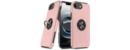 For iPhone 16E (E edition) / SE4 (2025) CHIEF Oil Painted Magnetic  Ring Stand Hybrid Case Cover - Rose Gold