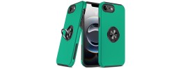For iPhone 16E (E edition) / SE4 (2025) CHIEF Oil Painted Magnetic  Ring Stand Hybrid Case Cover - Dark Green