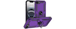 For iPhone 16E (E edition) / SE4 (2025) CHIEF Oil Painted Magnetic  Ring Stand Hybrid Case Cover - Dark Purple