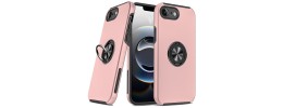 For iPhone 16E (E edition) / SE4 (2025) CHIEF Oil Painted Magnetic  Ring Stand Hybrid Case Cover - Hot Pink