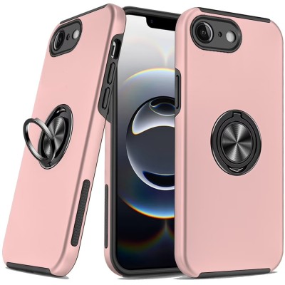 For iPhone 16E (E edition) / SE4 (2025) CHIEF Oil Painted Magnetic  Ring Stand Hybrid Case Cover - Hot Pink
