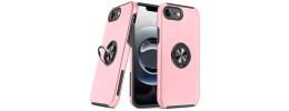 For iPhone 16E (E edition) / SE4 (2025) CHIEF Oil Painted Magnetic  Ring Stand Hybrid Case Cover - Pink