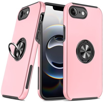 For iPhone 16E (E edition) / SE4 (2025) CHIEF Oil Painted Magnetic  Ring Stand Hybrid Case Cover - Pink