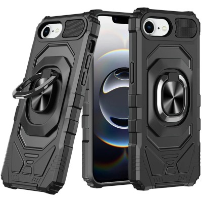 For iPhone 16E (E edition) / SE4 (2025) CHROME HQ Rotational Magnetic Ring Hybrid - Desert Titanium