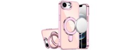For iPhone 16E (E edition) / SE4 (2025) CHROME HQ Rotational Magnetic Ring Hybrid - Light Pink