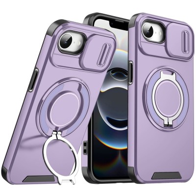 For iPhone 16E (E edition) / SE4 (2025) CHROME HQ Rotational Magnetic Ring Hybrid - Light Purple