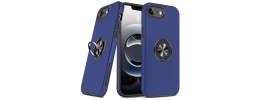 For iPhone 16E (E edition) / SE4 (2025) Car Mount with 2-Ring Stand Hybrid Case - Blue