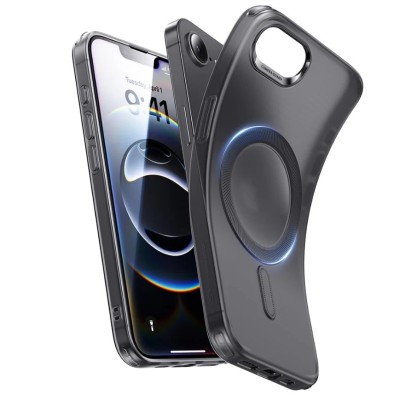 For iPhone 16E (E edition) / SE4 (2025) Car Mount with 2-Ring Stand Hybrid Case - Gray