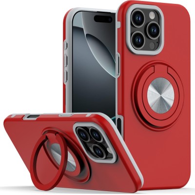 For iPhone 16E (E edition) / SE4 (2025) Car Mount with 2-Ring Stand Hybrid Case - Red