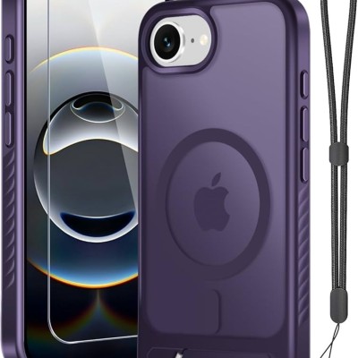 For iPhone 16E (E edition) / SE4 (2025) Card Holder (2X) with Wrist  Strap Hybrid With KickStand - Beige+Light Purple