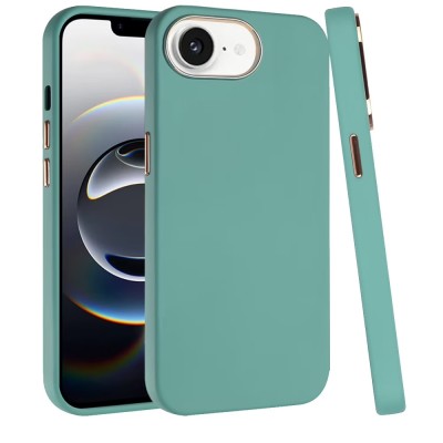 For iPhone 16E (E edition) / SE4 (2025) Classy Slick Chromed  Around Hybrid Case Cover - Teal