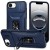 For iPhone 16E (E edition) / SE4 (2025) Complete Magnetic Metal  Ring Stand Camera Protection Hybrid - Blue