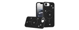 For iPhone 16E (E edition) / SE4 (2025) Diamond [Magnetic Circle]  with CD Pattern Hybrid - Black