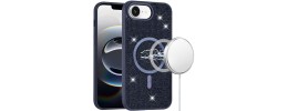 For iPhone 16E (E edition) / SE4 (2025) Diamond [Magnetic Circle]  with CD Pattern Hybrid - Blue