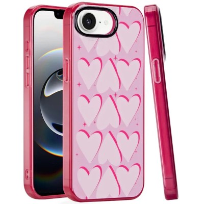 For iPhone 16E (E edition) / SE4 (2025) Double Layer Design IMD TPU Case - Cute Hearts
